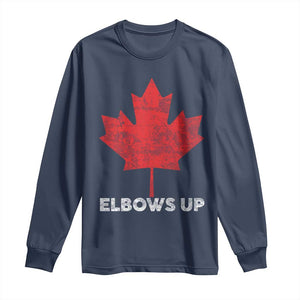 Elbows Up Canada Strong Long Sleeve Shirt Maple Leaf Proud Canadian TS10 Navy Print Your Wear