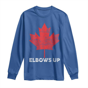 Elbows Up Canada Strong Long Sleeve Shirt Maple Leaf Proud Canadian TS10 Royal Blue Print Your Wear