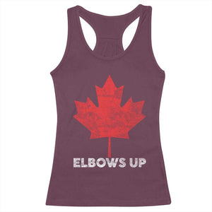 Elbows Up Canada Strong Racerback Tank Top Maple Leaf Proud Canadian TS10 Maroon Print Your Wear