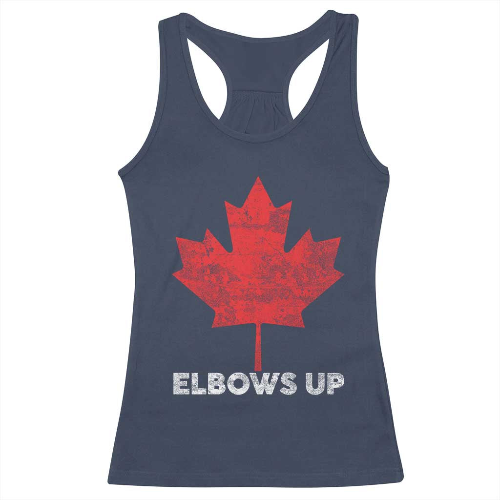 Elbows Up Canada Strong Racerback Tank Top Maple Leaf Proud Canadian TS10 Navy Print Your Wear