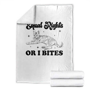 Feminist Cat Throw Blanket Equal Rights or I Bites Human Rights TS10 White Print Your Wear
