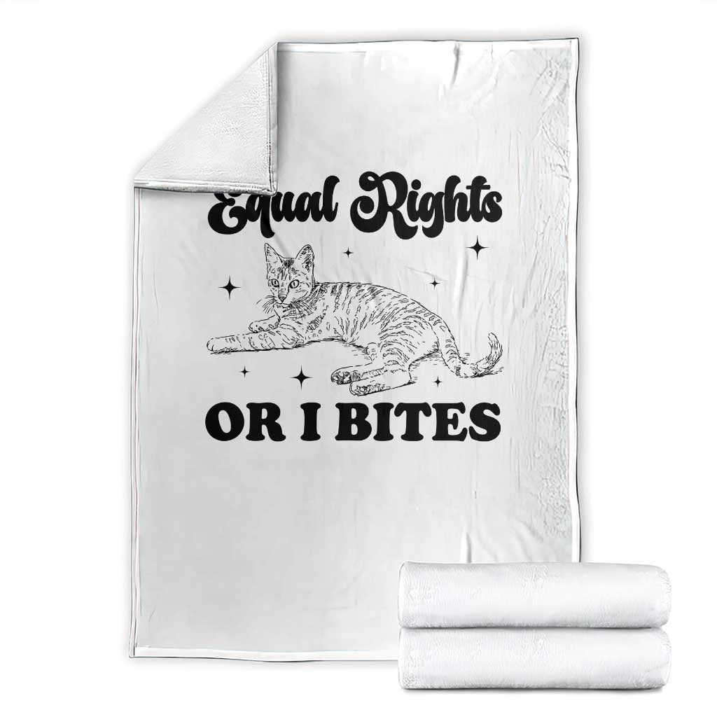 Feminist Cat Throw Blanket Equal Rights or I Bites Human Rights TS10 White Print Your Wear