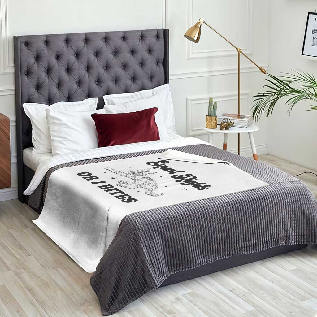 Feminist Cat Throw Blanket Equal Rights or I Bites Human Rights TS10 Print Your Wear
