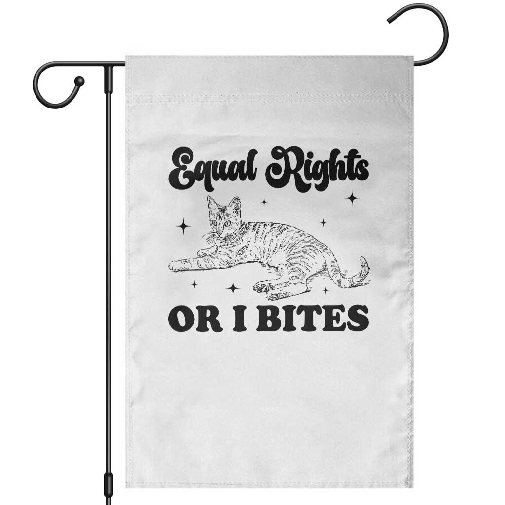 Feminist Cat Garden Flag Equal Rights or I Bites Human Rights TS10 White Print Your Wear