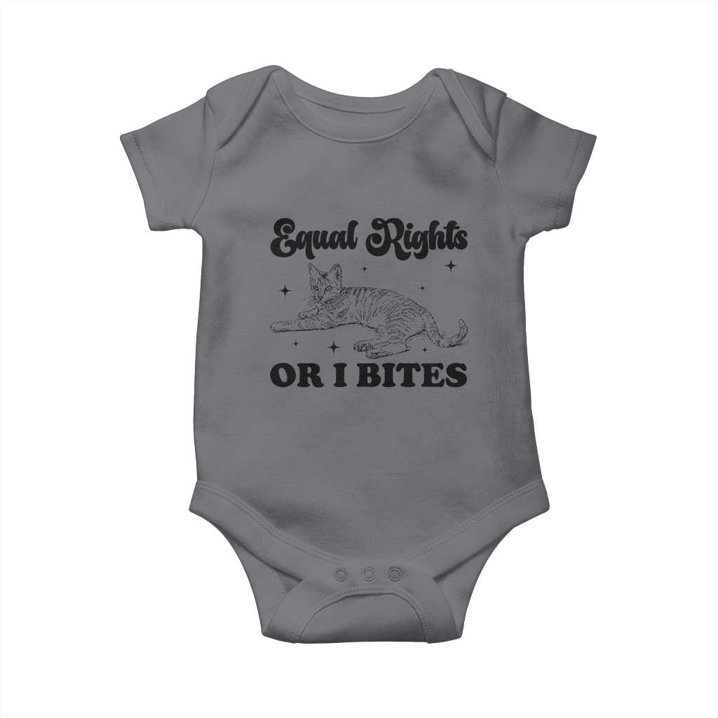 Feminist Cat Baby Onesie Equal Rights or I Bites Human Rights TS10 Charcoal Print Your Wear