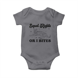 Feminist Cat Baby Onesie Equal Rights or I Bites Human Rights TS10 Charcoal Print Your Wear
