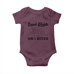 Feminist Cat Baby Onesie Equal Rights or I Bites Human Rights TS10 Maroon Print Your Wear