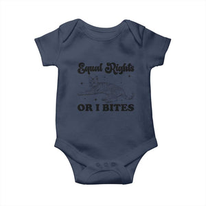 Feminist Cat Baby Onesie Equal Rights or I Bites Human Rights TS10 Navy Print Your Wear