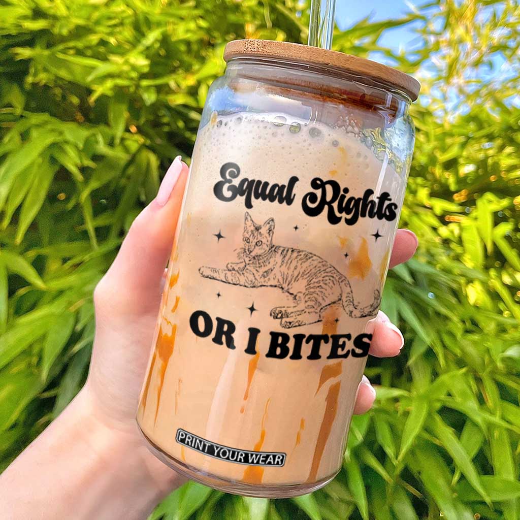 Feminist Cat Glass Can Equal Rights or I Bites Human Rights TS10 White Print Your Wear