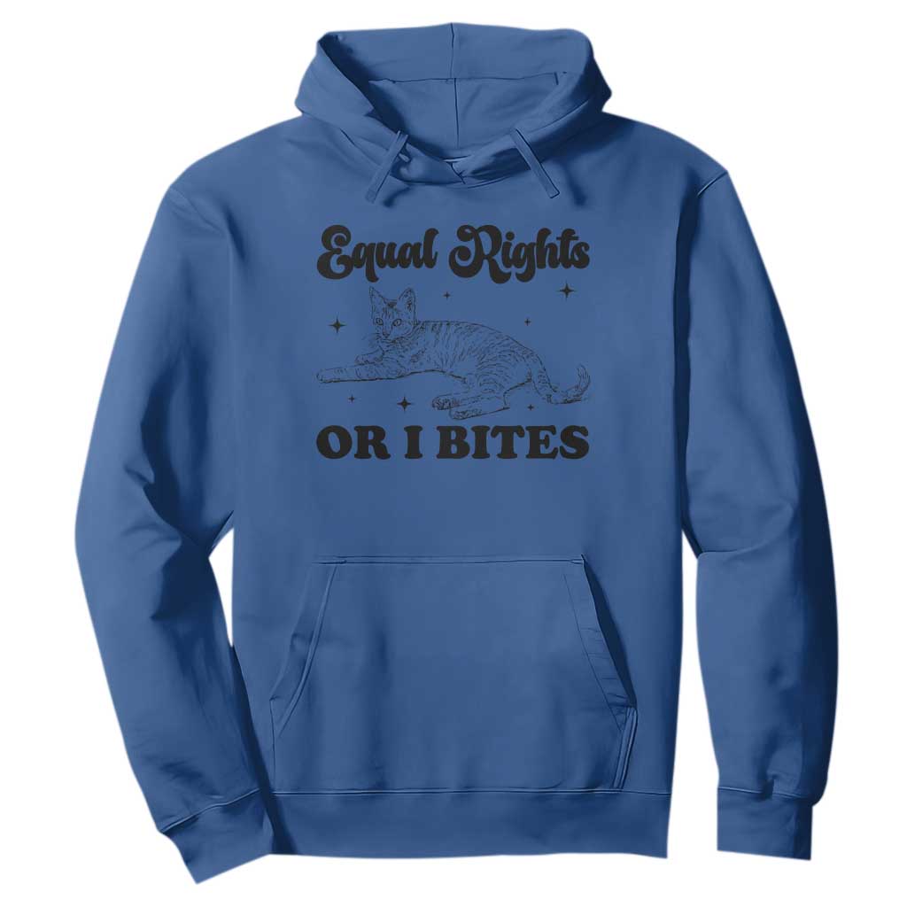 Feminist Cat Hoodie Equal Rights or I Bites Human Rights TS10 Royal Blue Print Your Wear