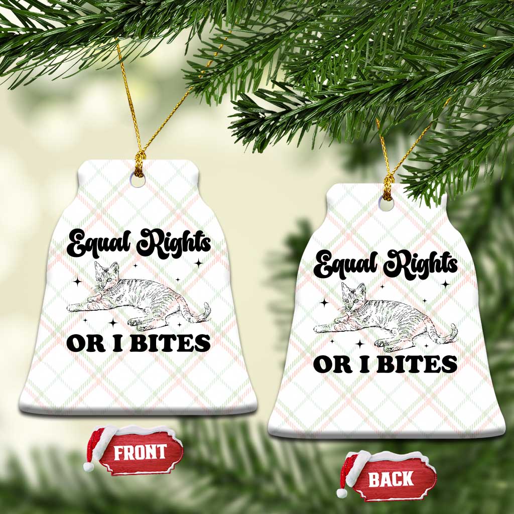 Feminist Cat Ceramic Ornament Equal Rights or I Bites Human Rights TS10 Print Your Wear