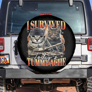 Tummy Ache Survivor Cat Meme Spare Tire Cover Funny Saying Cats Bootleg TS10 No hole Black Print Your Wear
