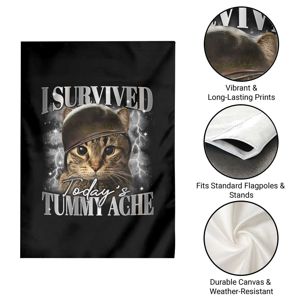 Tummy Ache Survivor Cat Meme Garden Flag Funny Saying Cats Cat Bootleg TS10 Print Your Wear