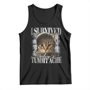 Tummy Ache Survivor Cat Meme Tank Top Funny Saying Cats Cat Bootleg TS10 Black Print Your Wear