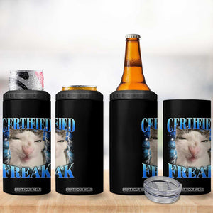 Certified Freak Funny Cat Meme 4 in 1 Can Cooler Tumbler Internet Memes Gen Z TS10 Print Your Wear