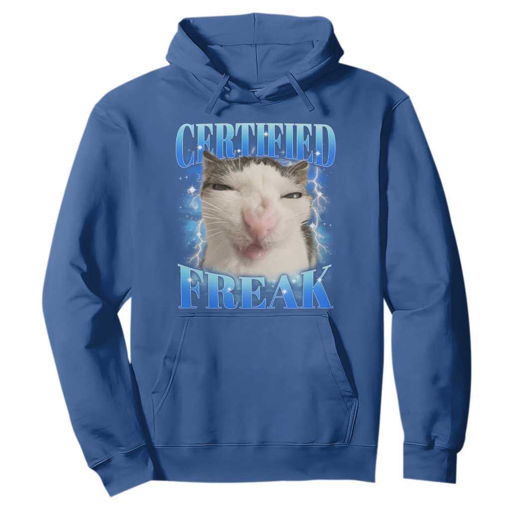 Certified Freak Funny Cat Meme Hoodie Internet Memes Gen Z TS10 Royal Blue Print Your Wear