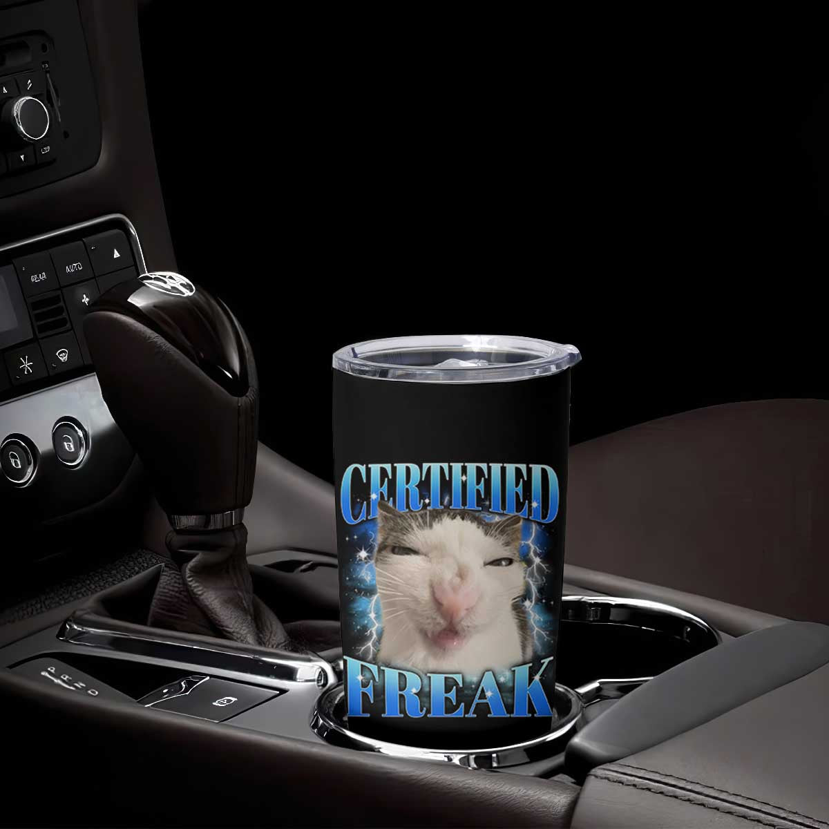 Certified Freak Funny Cat Meme Tumbler Cup Internet Memes Gen Z TS10 Print Your Wear