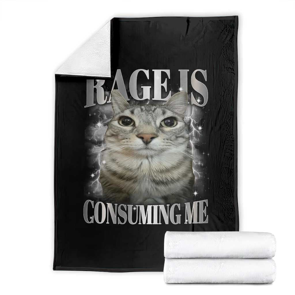 Rage Is Consuming Me Throw Blanket Funny Silly Cat Memes TS10 Black Print Your Wear