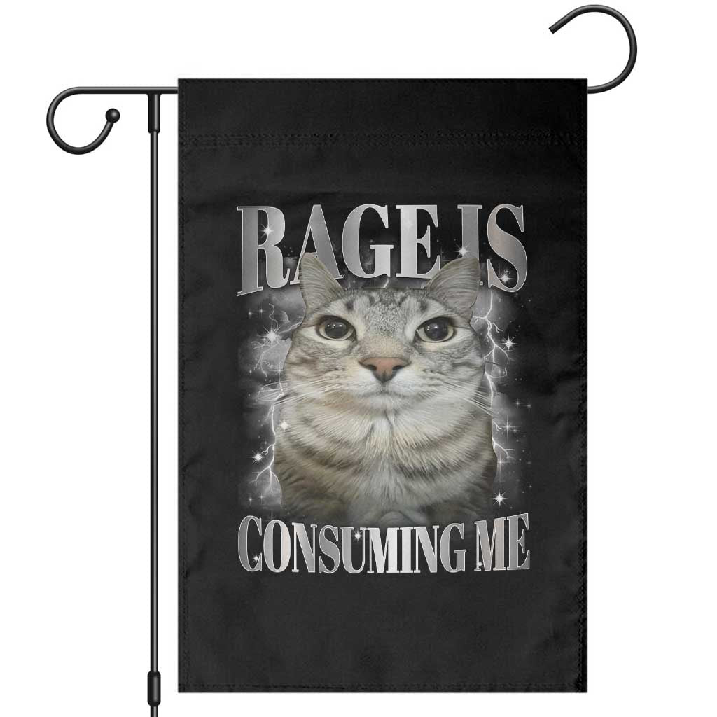 Rage Is Consuming Me Garden Flag Funny Silly Cat Memes TS10 Black Print Your Wear