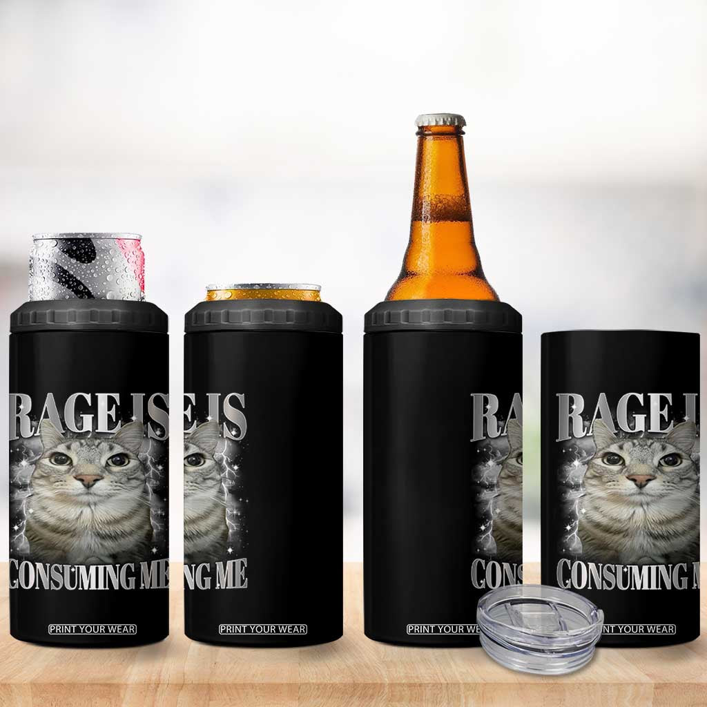 Rage Is Consuming Me 4 in 1 Can Cooler Tumbler Funny Silly Cat Memes TS10 Print Your Wear