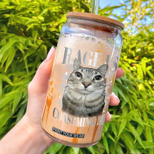 Rage Is Consuming Me Glass Can Funny Silly Cat Memes TS10 Black Print Your Wear