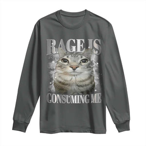Rage Is Consuming Me Long Sleeve Shirt Funny Silly Cat Memes TS10 Dark Heather Print Your Wear