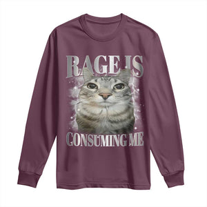 Rage Is Consuming Me Long Sleeve Shirt Funny Silly Cat Memes TS10 Maroon Print Your Wear