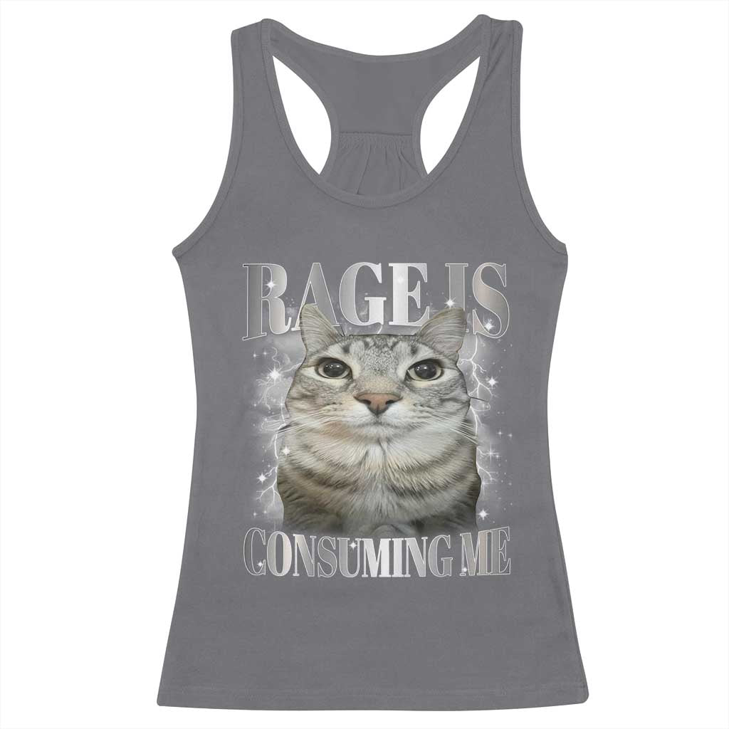 Rage Is Consuming Me Racerback Tank Top Funny Silly Cat Memes TS10 Charcoal Print Your Wear