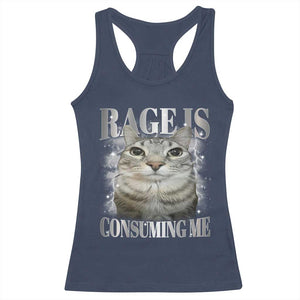Rage Is Consuming Me Racerback Tank Top Funny Silly Cat Memes TS10 Navy Print Your Wear