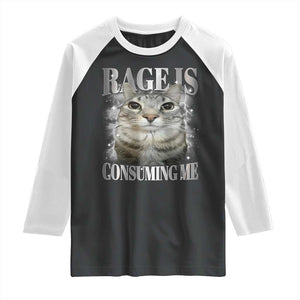 Rage Is Consuming Me Raglan Shirt Funny Silly Cat Memes TS10 Black White Print Your Wear