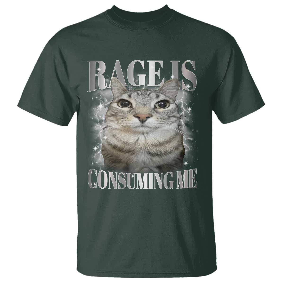 Rage Is Consuming Me T Shirt Funny Silly Cat Memes TS10 Dark Forest Green Print Your Wear