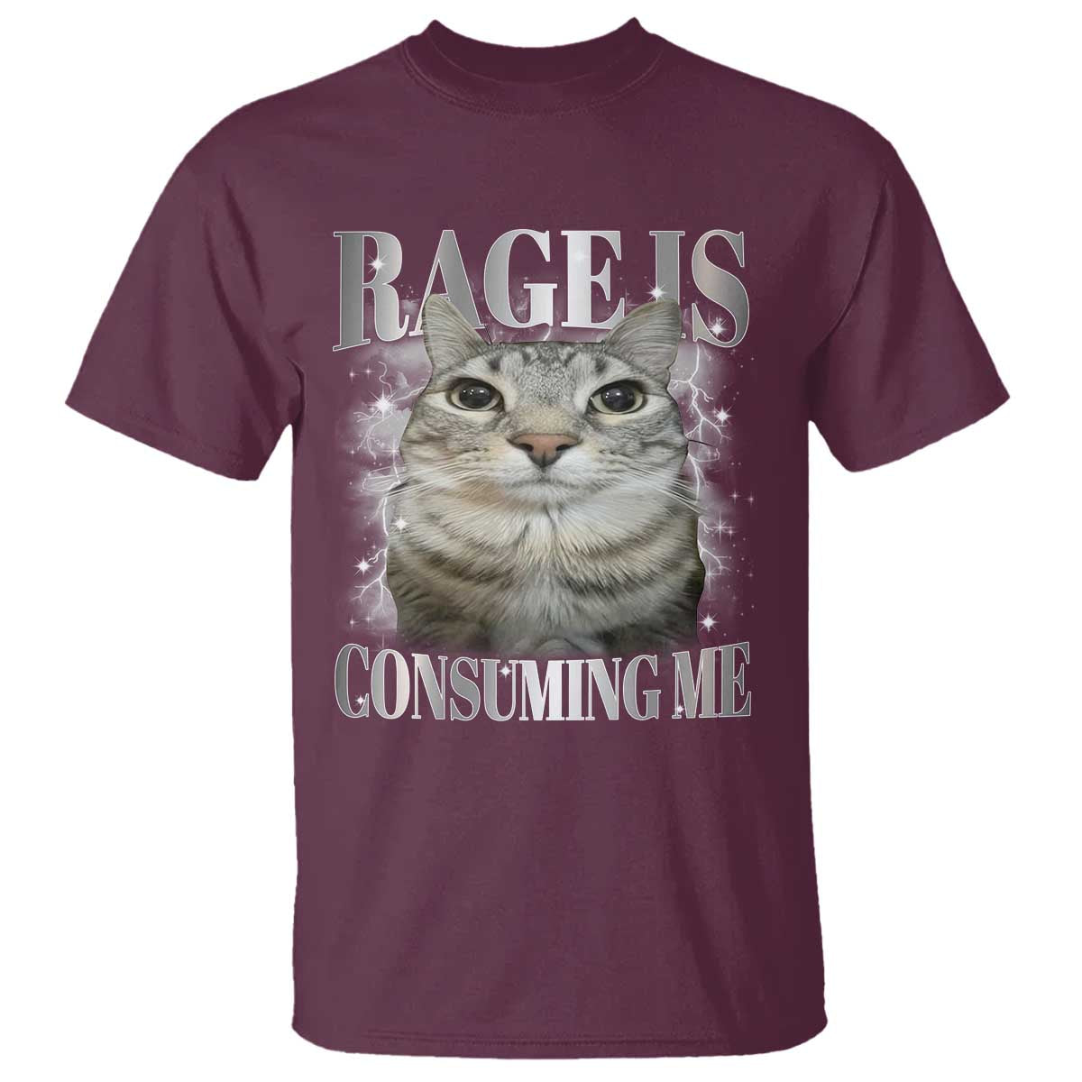 Rage Is Consuming Me T Shirt Funny Silly Cat Memes TS10 Maroon Print Your Wear