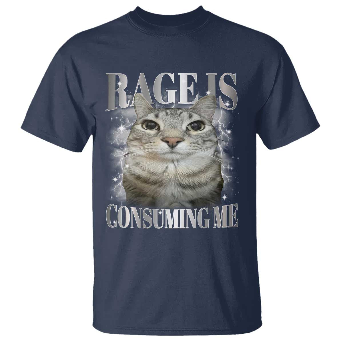 Rage Is Consuming Me T Shirt Funny Silly Cat Memes TS10 Navy Print Your Wear