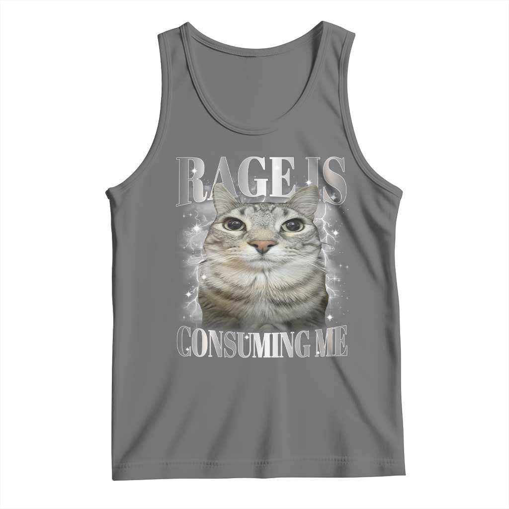 Rage Is Consuming Me Tank Top Funny Silly Cat Memes TS10 Black Heather Print Your Wear
