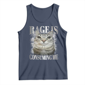 Rage Is Consuming Me Tank Top Funny Silly Cat Memes TS10 Navy Print Your Wear