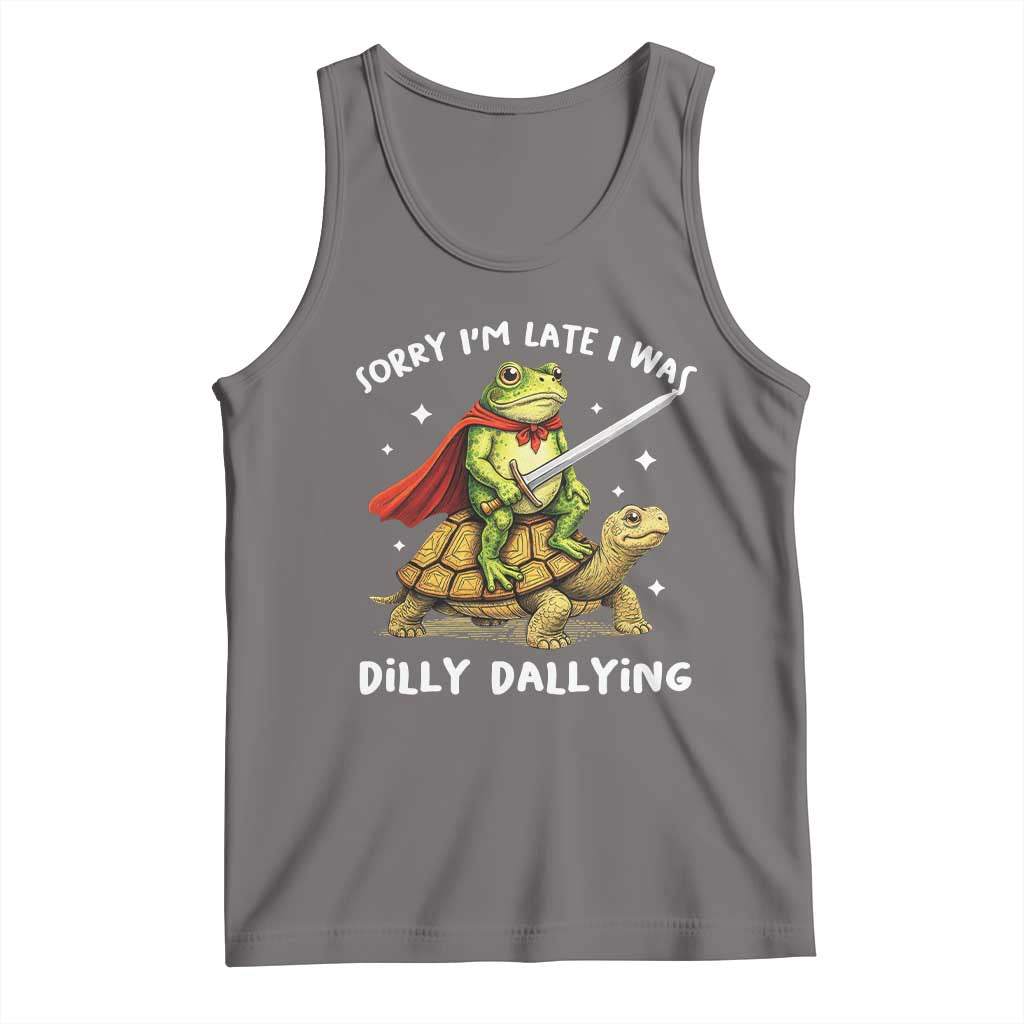 Silly Goose Tank Top Sorry Im Late I Was Dilly Dallying TS10 Deep Heather Print Your Wear