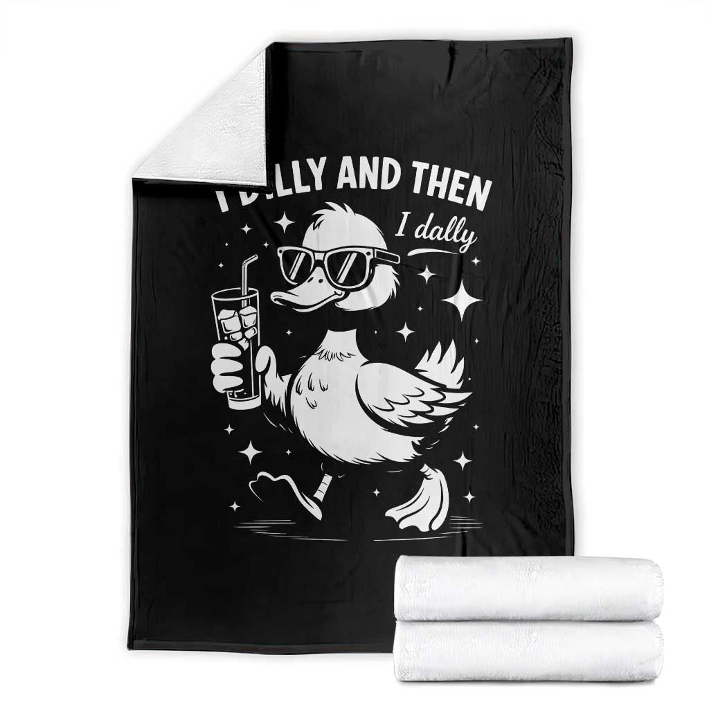 I Dilly And Then I Dally Throw Blanket Retro Duck Funny Animal Meme TS10 Black Print Your Wear
