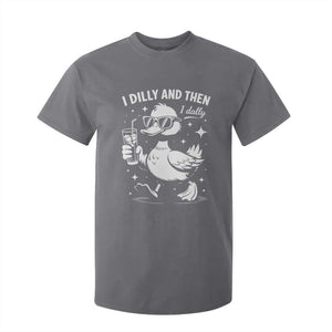 I Dilly And Then I Dally T Shirt For Kid Retro Duck Funny Animal Meme TS10 Charcoal Print Your Wear