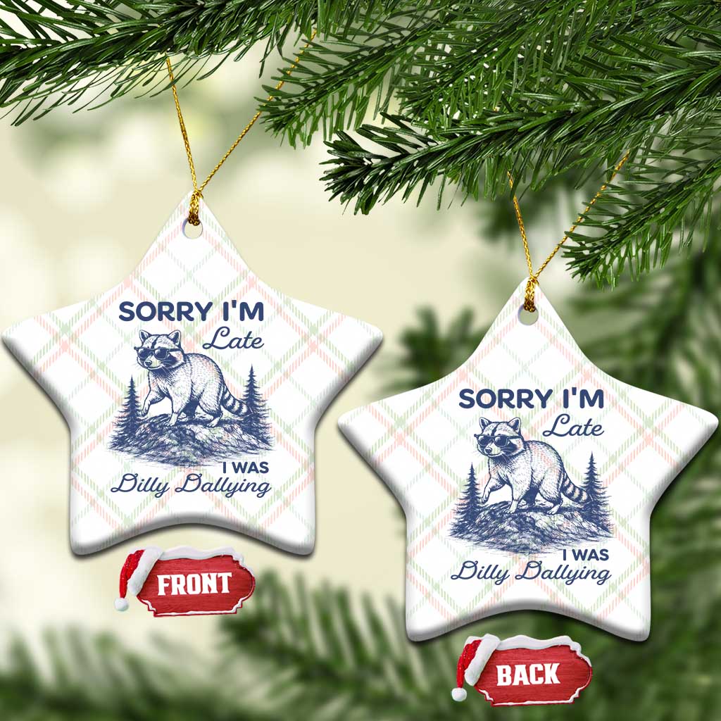 Raccoon Dilly Dallying Ceramic Ornament Funny Sorry Im Late Silly Animal TS10 Print Your Wear