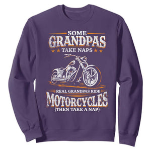 Biker Grandpa Sweatshirt Some Grandpas Take Naps Real Grandpas Ride Motorcycles TS10 Purple Print Your Wear