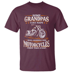 Biker Grandpa T Shirt Some Grandpas Take Naps Real Grandpas Ride Motorcycles TS10 Maroon Print Your Wear