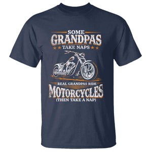 Biker Grandpa T Shirt Some Grandpas Take Naps Real Grandpas Ride Motorcycles TS10 Navy Print Your Wear