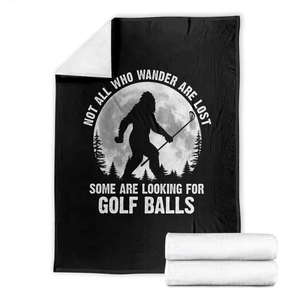 Not All Who Wander Are Lost Bigfoot Looking For Golf Balls Throw Blanket Vintage Golfs Lover Sasquatch Golfing Full Moon TS10 Black Print Your Wear