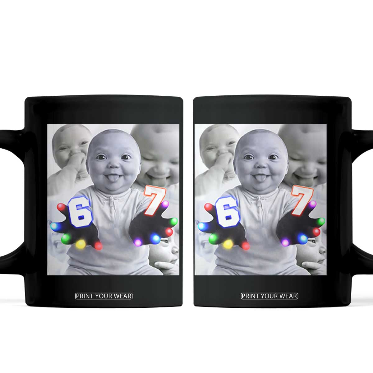 Gloving Niche 67 Ai Baby Meme Coffee Mug Six Seven Hand Funny Laughing Baby TS10 Black Print Your Wear