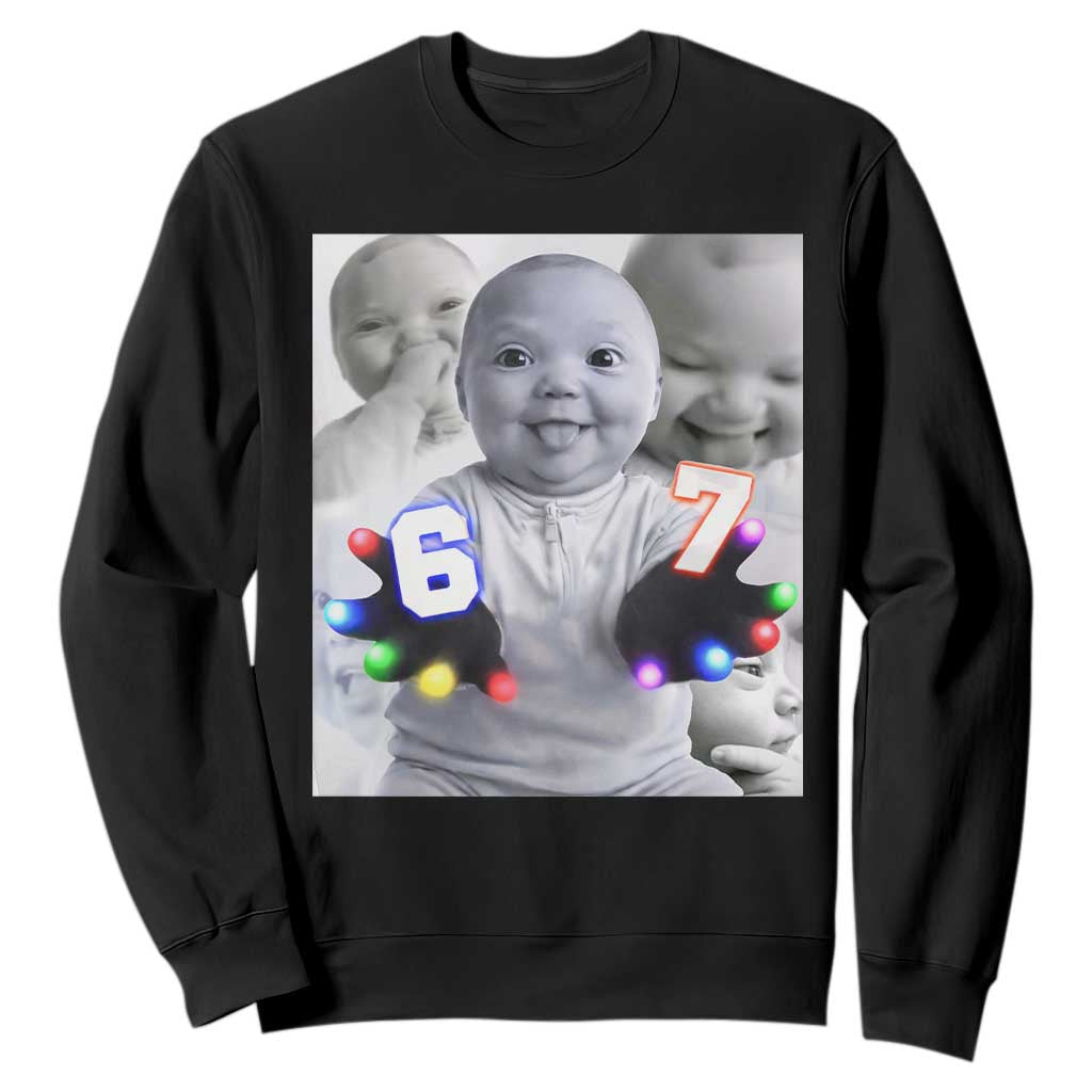 Gloving Niche 67 Ai Baby Meme Sweatshirt Six Seven Hand Funny Laughing Baby TS10 Black Print Your Wear
