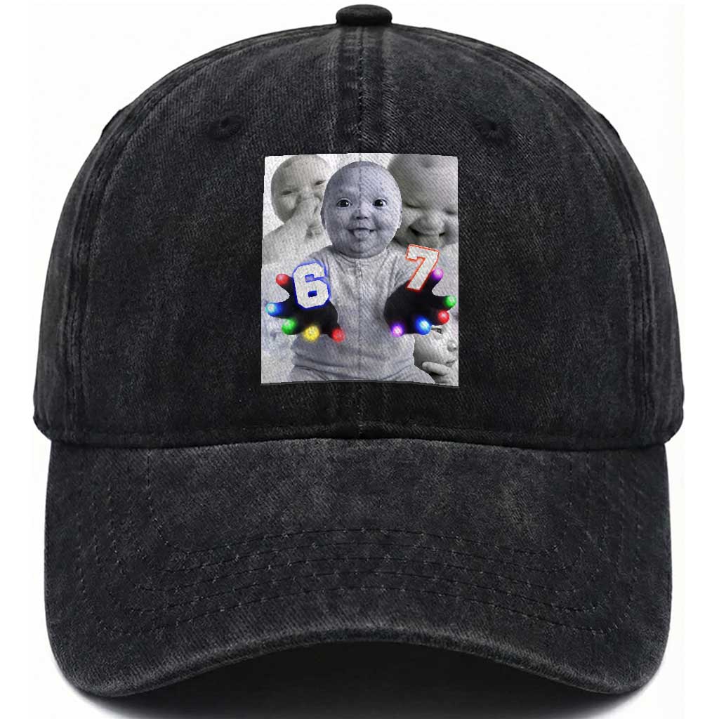 Gloving Niche 67 Ai Baby Meme Washed Cotton Baseball Cap Six Seven Hand Funny Laughing Baby TS10 Print Your Wear
