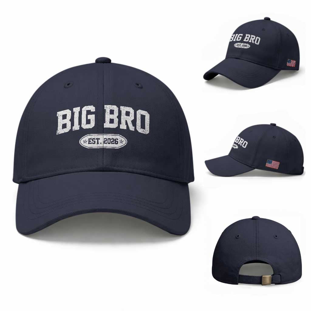 Big Bro Est 2026 Baseball Cap Big Brother Baby Announcement TS10 Baseball Cap Universal Fit Navy Print Your Wear
