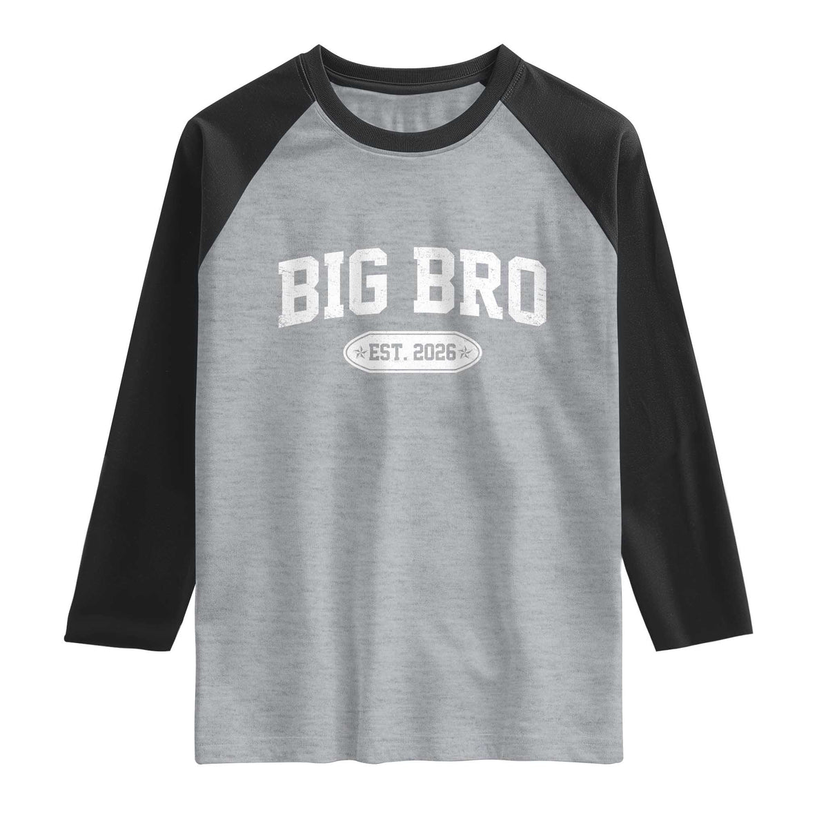 Big Bro Est 2026 Raglan Shirt Big Brother Baby Announcement TS10 Heather Gray Black Print Your Wear
