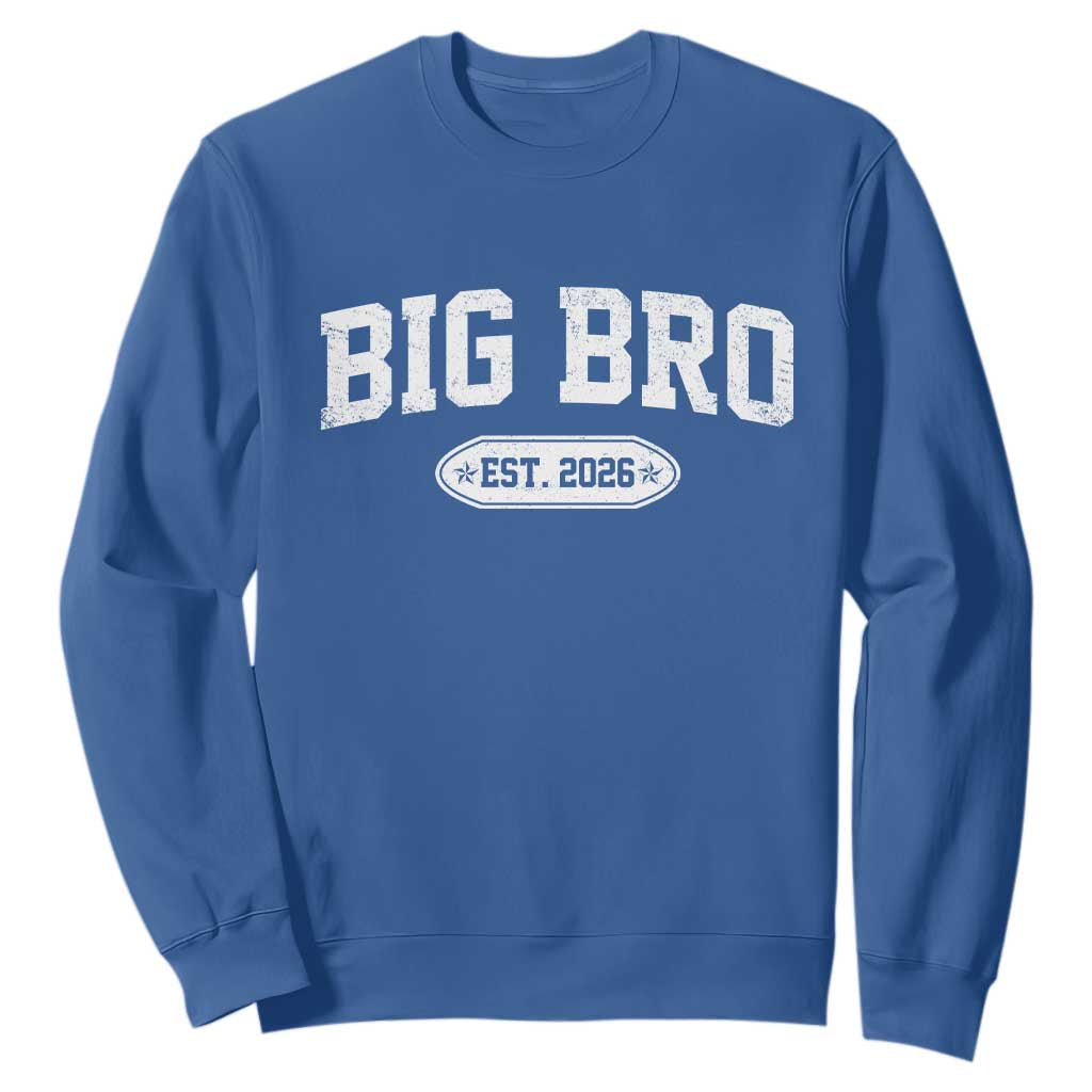 Big Bro Est 2026 Sweatshirt Big Brother Baby Announcement TS10 Royal Blue Print Your Wear