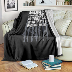 Grandpas With Pretty Daughters Throw Blanket Funny Grandpa Gun American Flag TS10 Print Your Wear